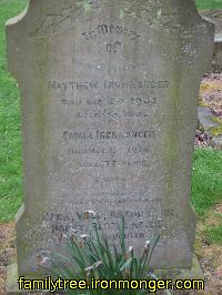 Headstone of Matthew and Emma Ironmonger.