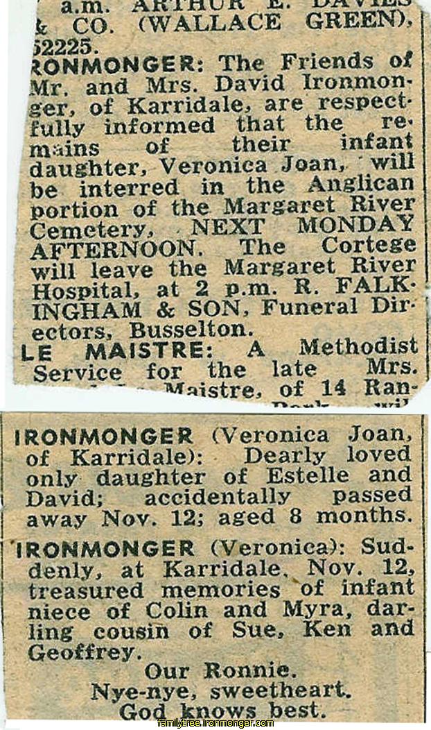 Death Notice Veronica Ironmonger