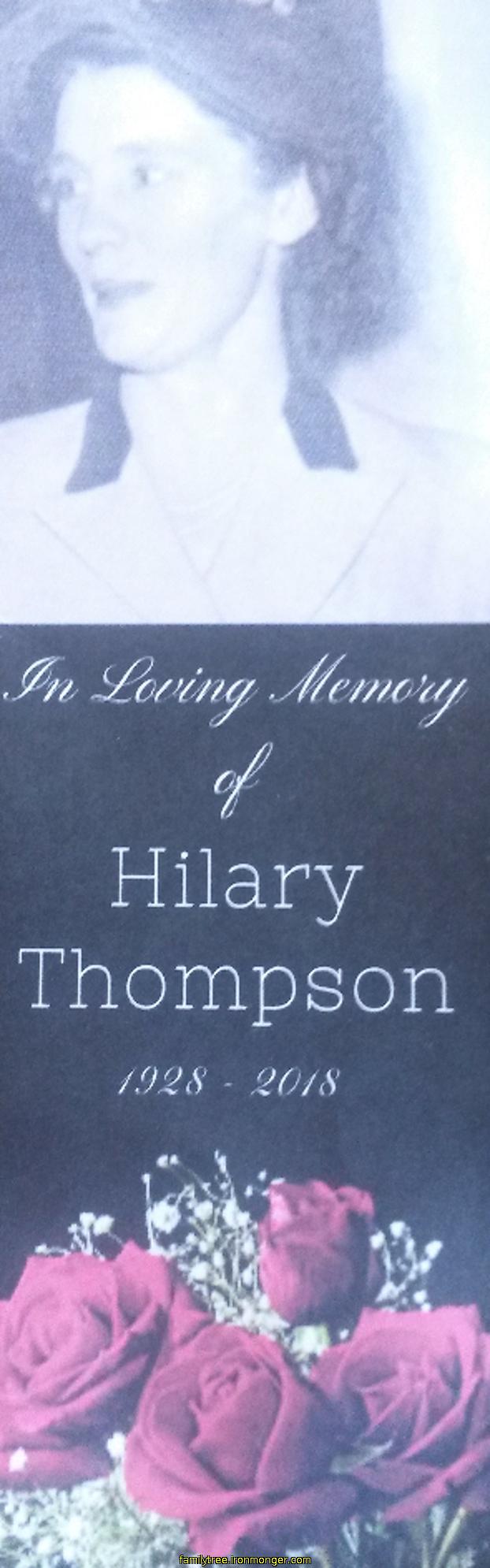 Photo and card handed out at funeral for Hillary Ironmonger