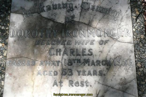 Headstone of Dorothy Jones (Ironmonger ) at Margaret River cemetery Western Australia, Australia.