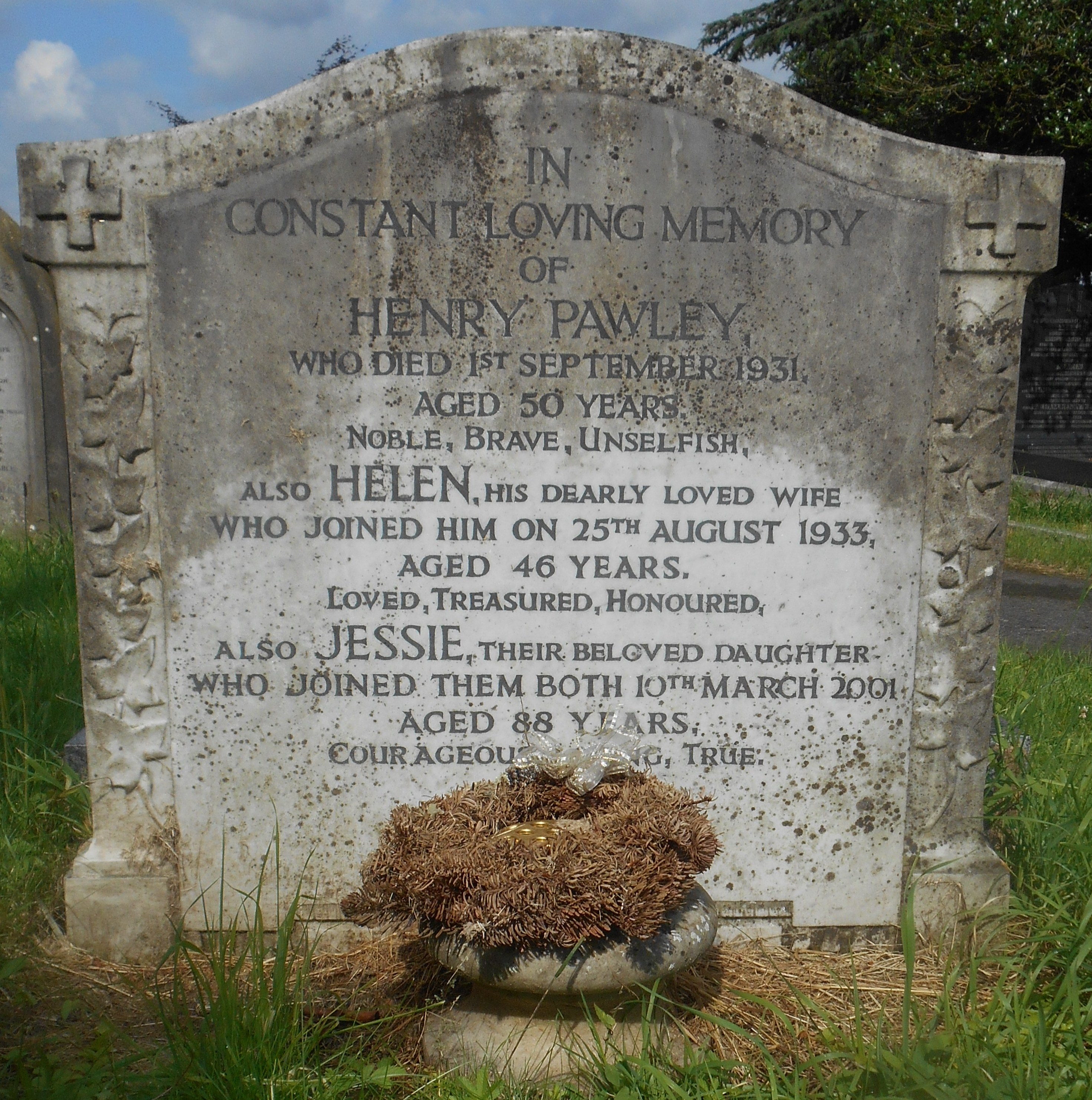 Headstone at Welford Road Cemetery Leicester, England