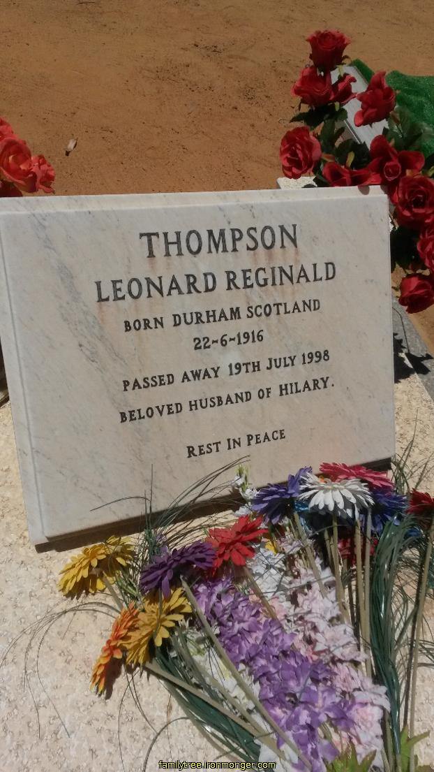 Headstone Len Thompson Korda Cemetary