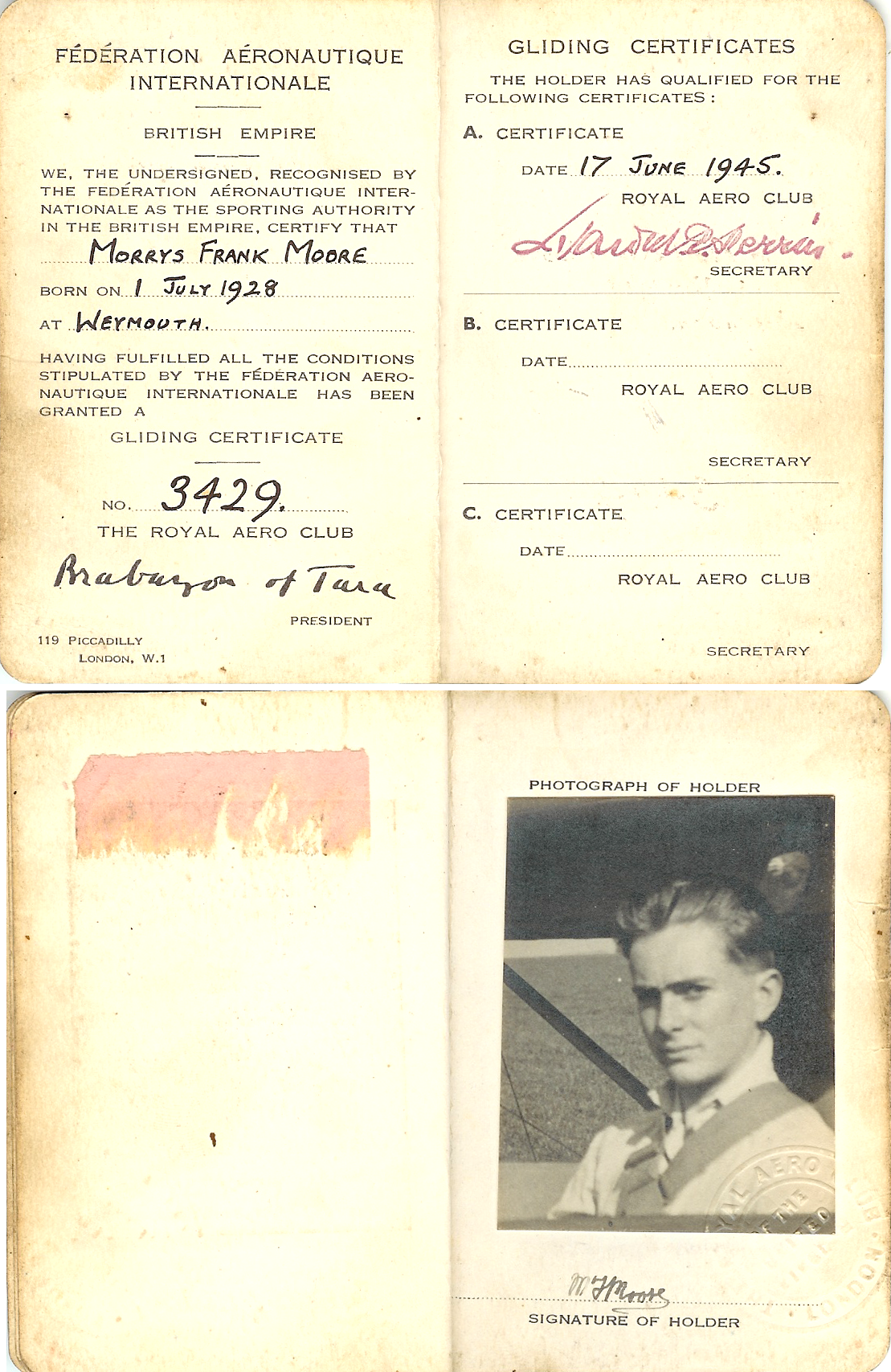 British Empire (Royal Aero Club) Gliding Certificate
